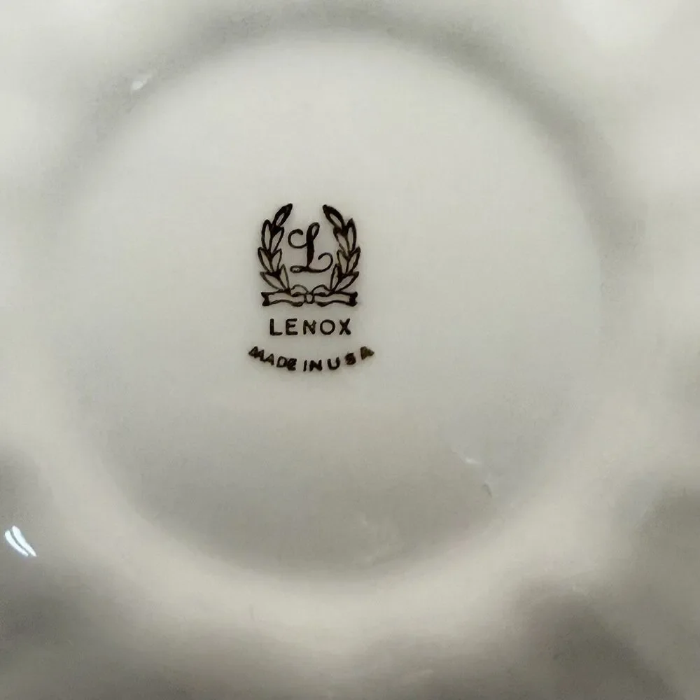 Lenox CHIP & DIP SET Greenfield Collection Embossed Ivory Porcelain 24k Gold 10